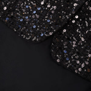 SELF PORTRAIT SS24 Black Sequin Boucle Maxi Dress