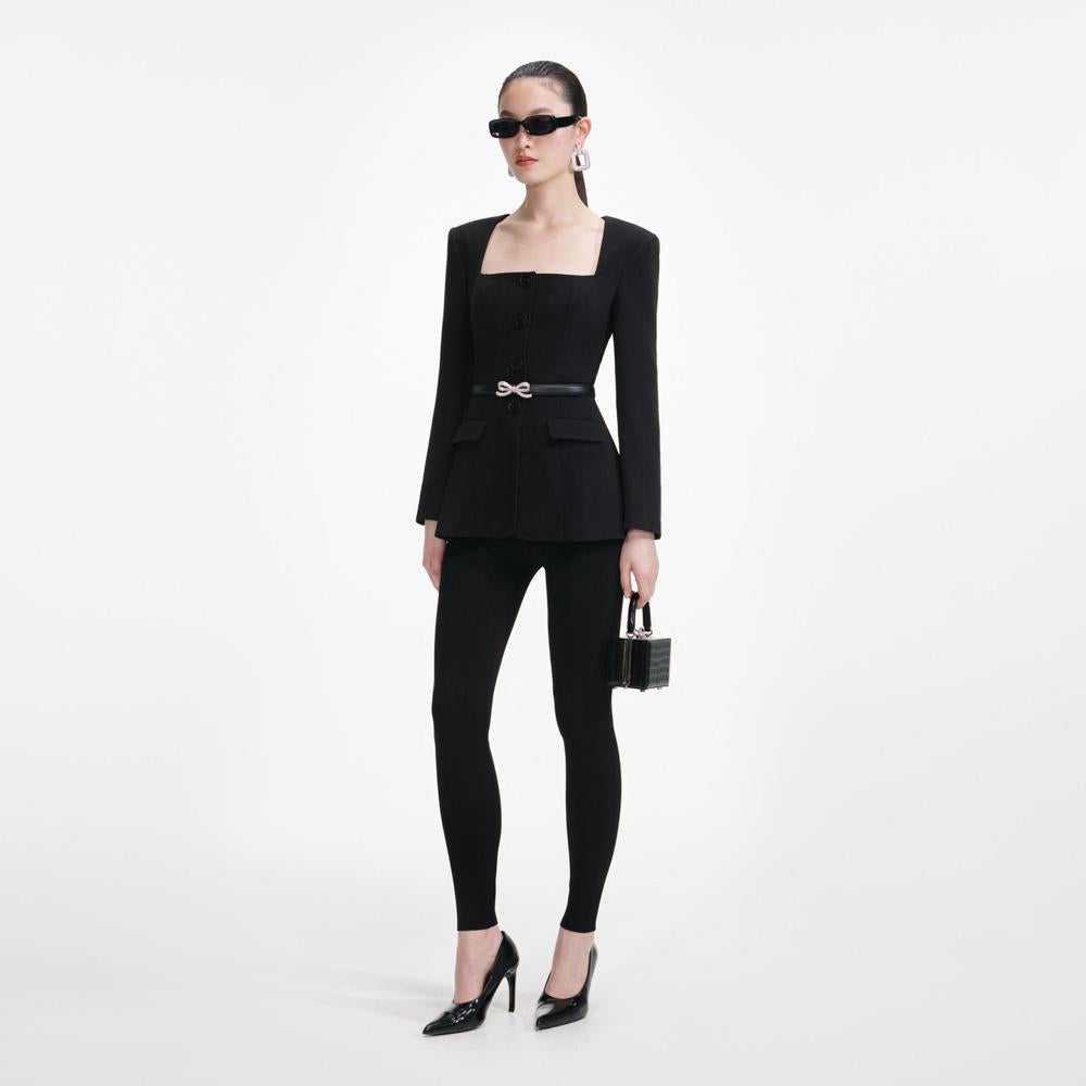 SP VIP PRICE Black Crepe Tailored Top