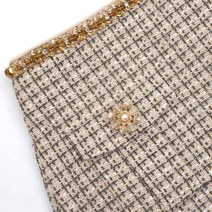 SELF PORTRAIT SS24 Gold Boucle Midi Skirt