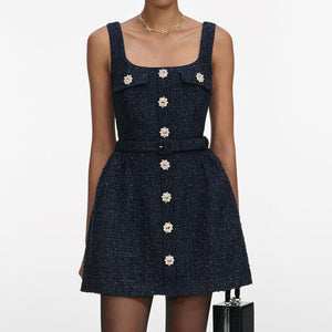 SP VIP PRICE Navy Boucle Sleeveless Mini Dress