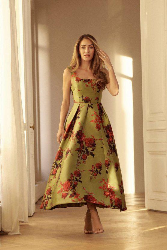 Karen Millen UK SALE Lydia Millen Floral Jacquard Corseted Woven Maxi Dress