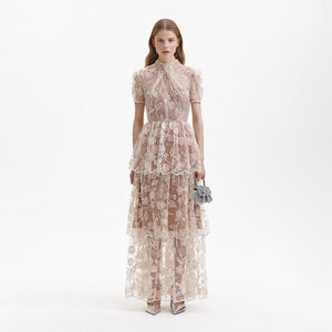 SELF PORTRAIT VIP SS24 Sequin Flower Maxi Dress