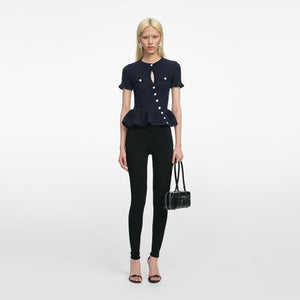 SELF PORTRAIT VIP SS25 SALE Navy Asymmetric Knit Top