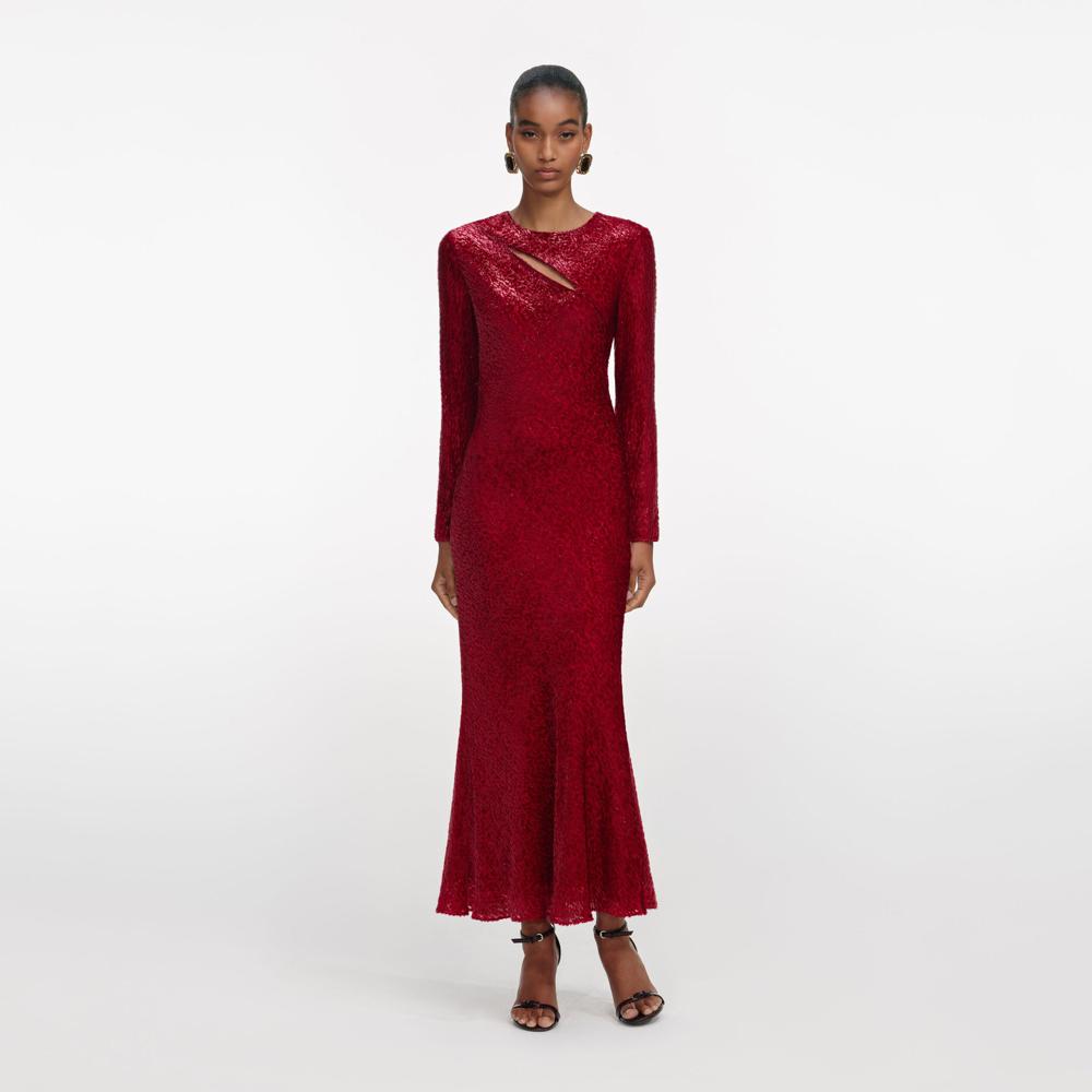 SP VIP PRICE Red Fil Coupe Midi Dress