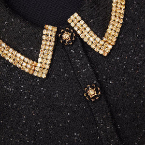 SELF PORTRAIT BLACK FRIDAY SALE Black Knit Gold Diamante Cardigan