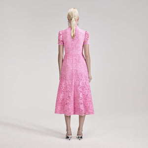 SELF PORTRAIT BLACK FRIDAY SALE Pink Cord Lace Crossover Midi Dress