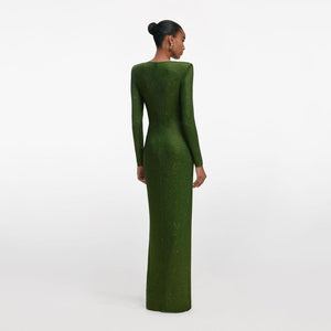 SP VIP PRICE Olive Rhinestone Embellished Maxi Dress