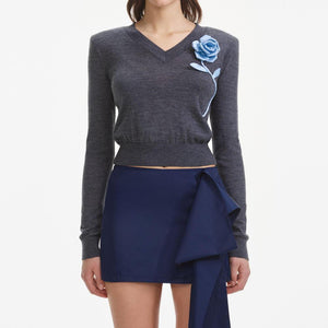 SP VIP PRICE Charcoal Blue Rose Lightweight Jumper