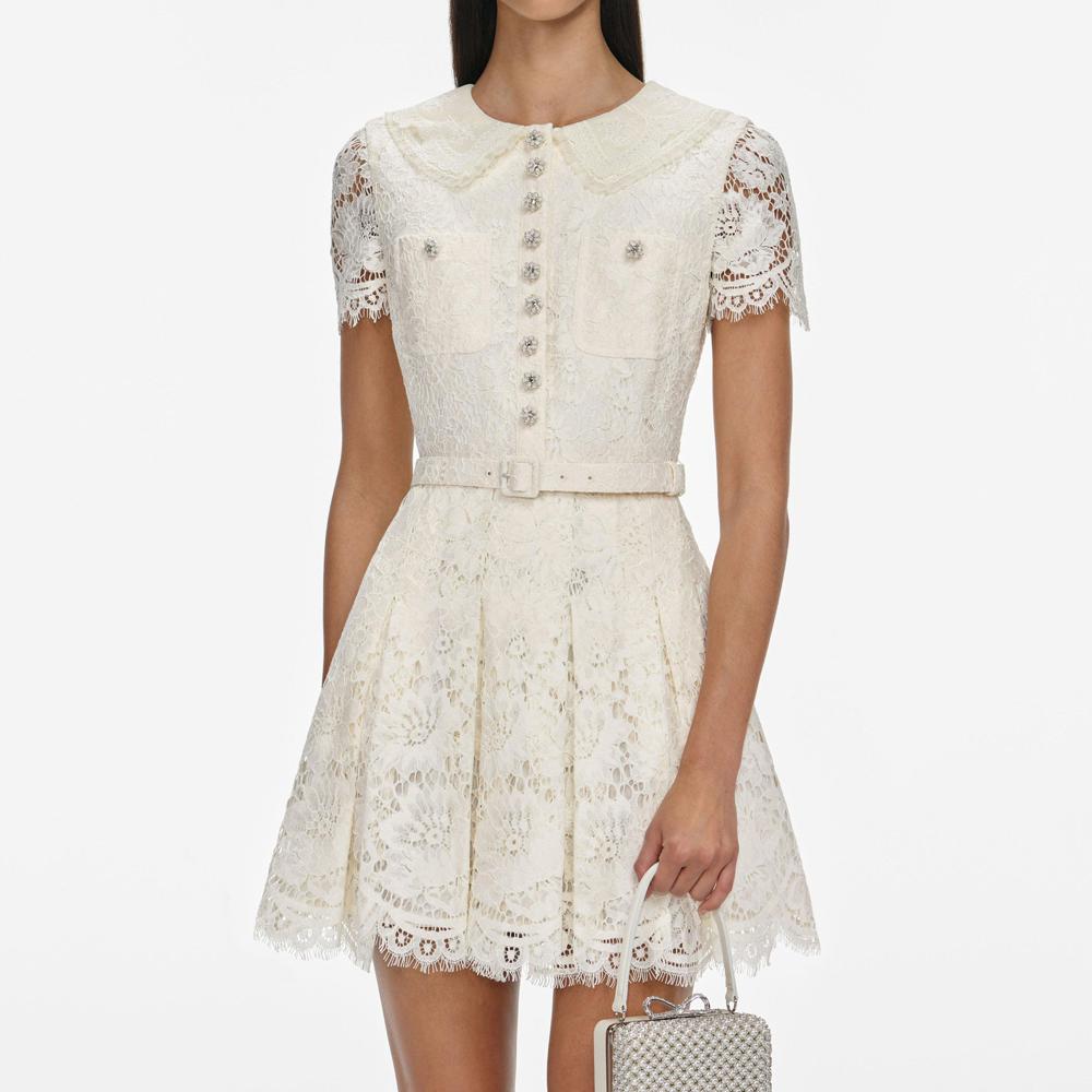 SP VIP PRICE Cream Floral Lace Mini Dress