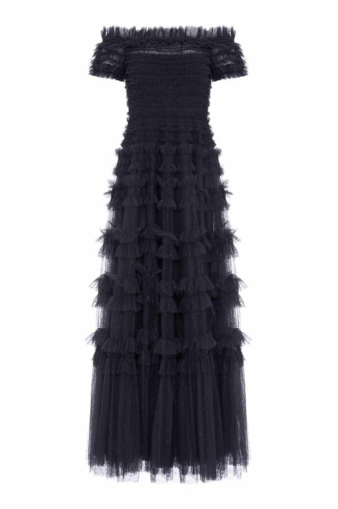 Needle & Thread CYBER SALE Lisette Ruffle Off Shoulder Gown - black