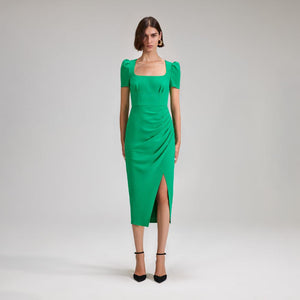 SELF PORTRAIT BLACK FRIDAY SALE Green Crepe Midi Dress