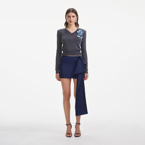 SP VIP PRICE Charcoal Blue Rose Lightweight Jumper