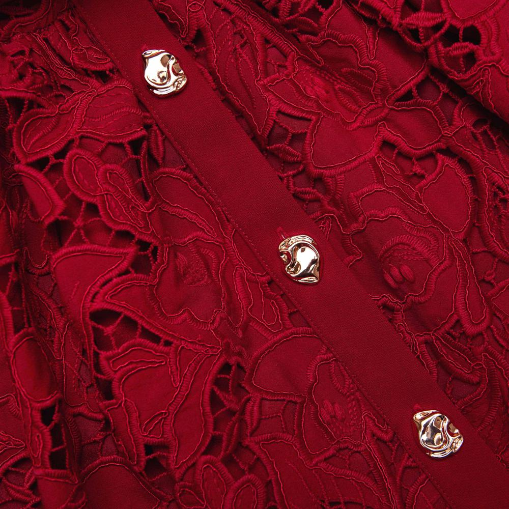 SP VIP PRICE Burgundy Lace Collared Mini Dress