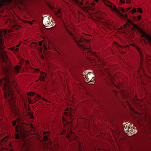 SP VIP PRICE Burgundy Lace Collared Mini Dress