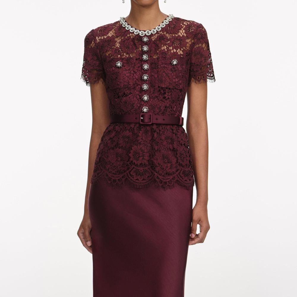 SP VIP PRICE Burgundy Lace Satin Maxi Dress