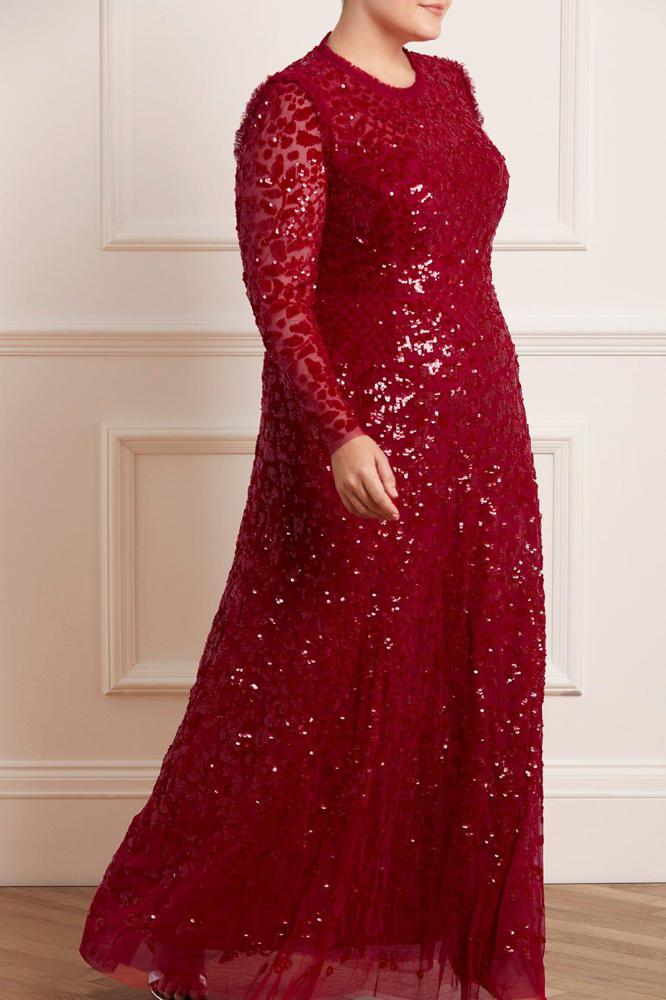 Needle & Thread CYBER SALE Aurelia Long Sleeve Gown - red