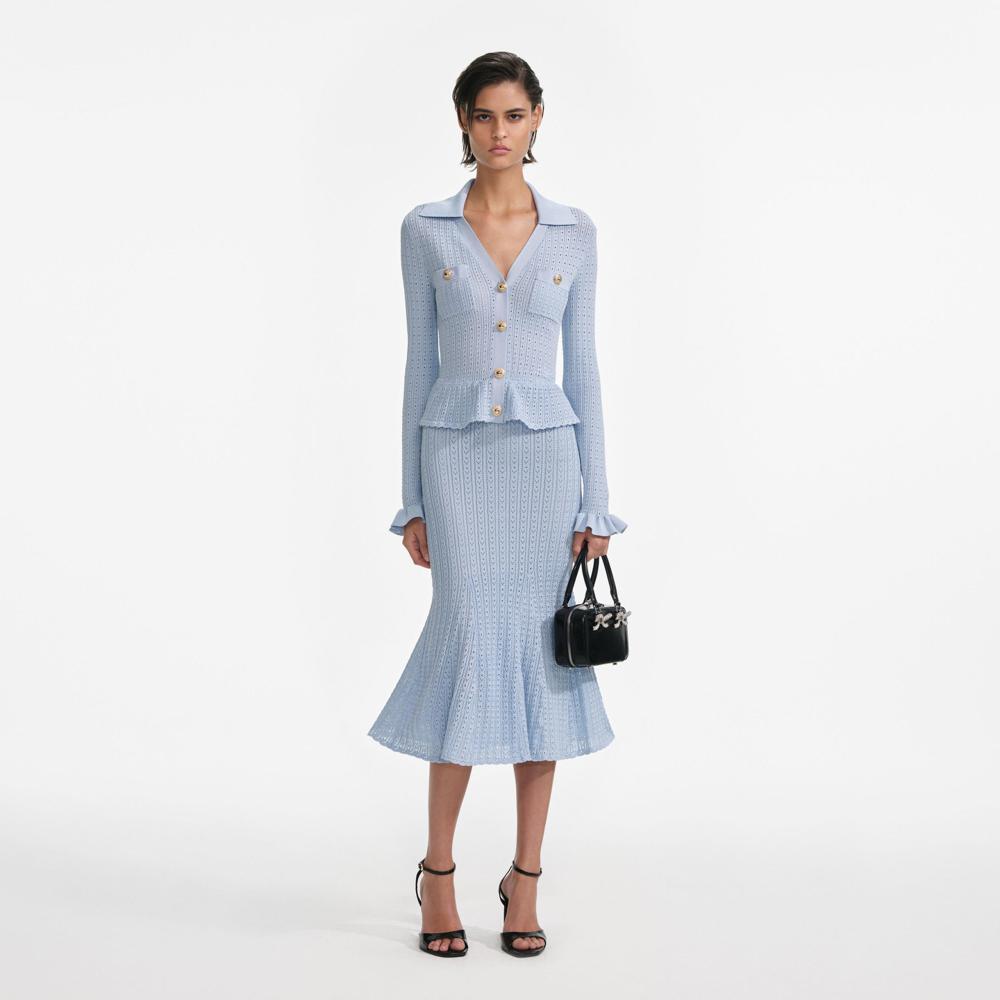 SP VIP PRICE Blue Peplum Knit Midi Dress