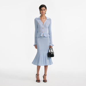SP VIP PRICE Blue Peplum Knit Midi Dress