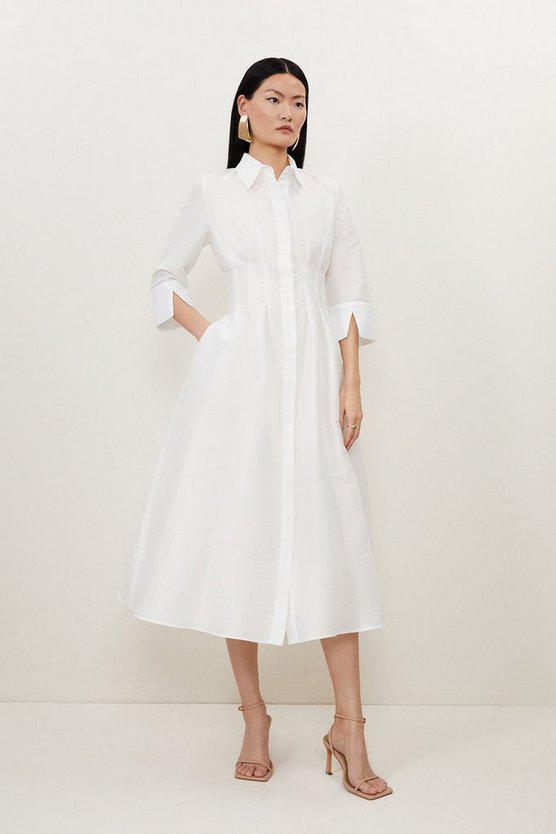Karen Millen UK SALE Lydia Millen Petite Tailored Taffeta Darted Waist Midi Dress
