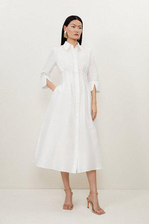 Karen Millen UK SALE Lydia Millen Petite Tailored Taffeta Darted Waist Midi Dress