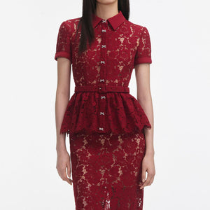 SP VIP PRICE Burgundy Lace Peplum Midi Dress