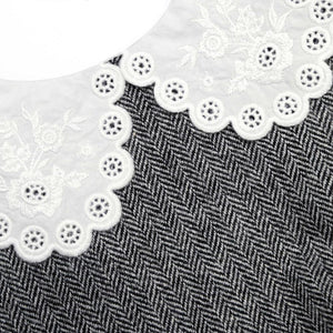 SP VIP PRICE Grey Herringbone Collared Mini Dress