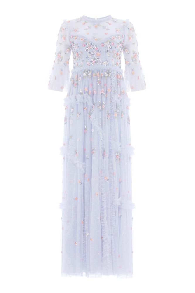 Needle & Thread SPRING/SUMMER Shimmer Ditsy Long Sleeve Gown - blue