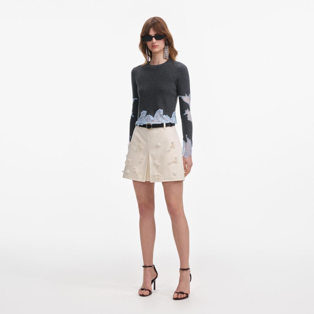 SP VIP PRICE Grey Contrast Lace Jumper