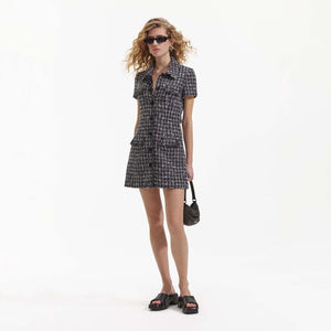 SELF PORTRAIT BLACK FRIDAY SALE Black Checked Boucle Mini Dress