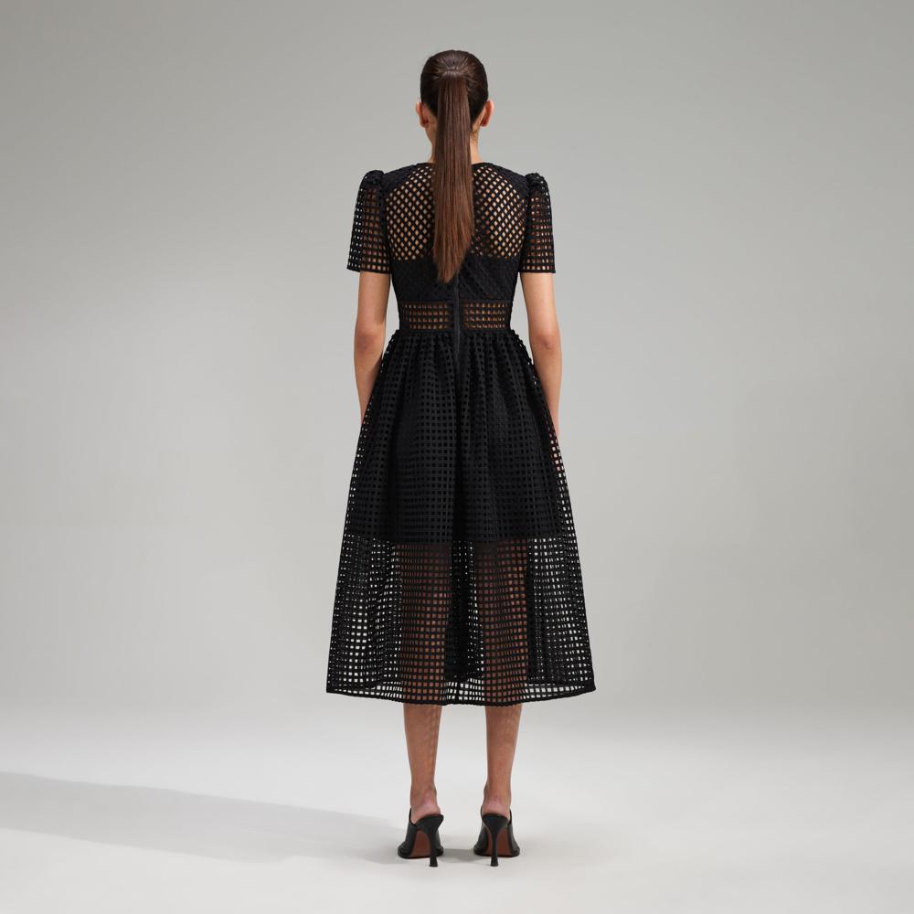 SELF PORTRAIT BLACK FRIDAY SALE Black Grid Lace Midi Dress