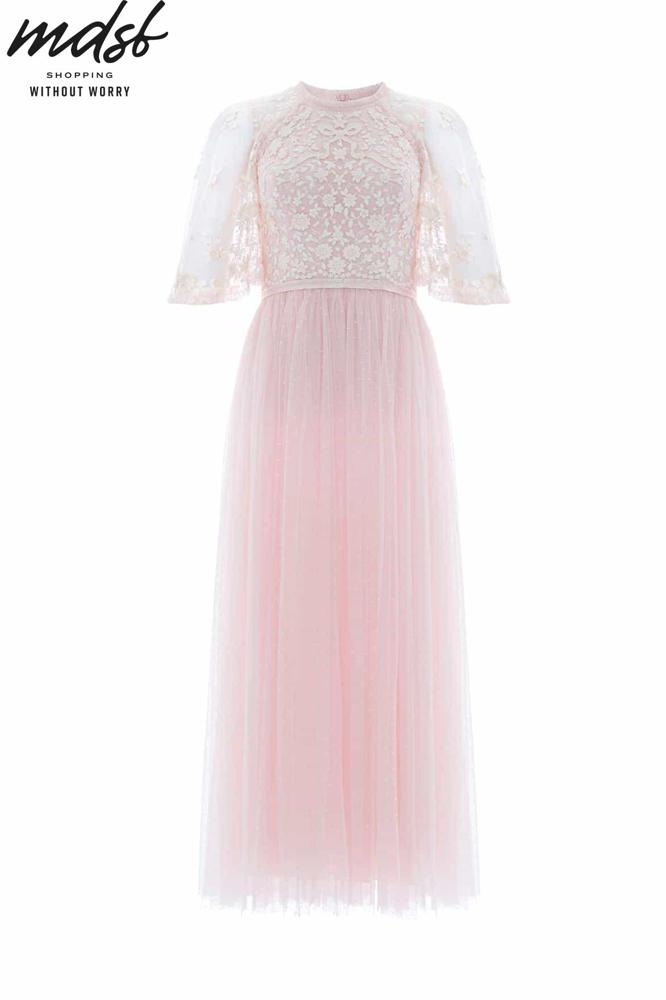 Needle & Thread CHRISTMAS SALE Bonnie Bow Bodice Ankle Gown - pink