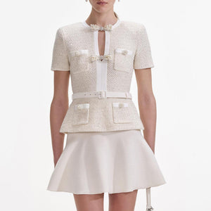 SP VIP PRICE Cream Sequin Knit Mini Dress
