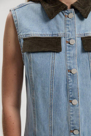 Karen Millen UK SALE Denim and Cord Mix Mini Dress