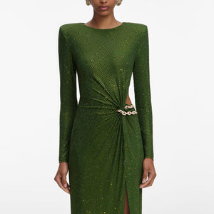 SP VIP PRICE Olive Rhinestone Embellished Maxi Dress