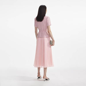 SELF PORTRAIT SS24 Pink Boucle Midi Dress