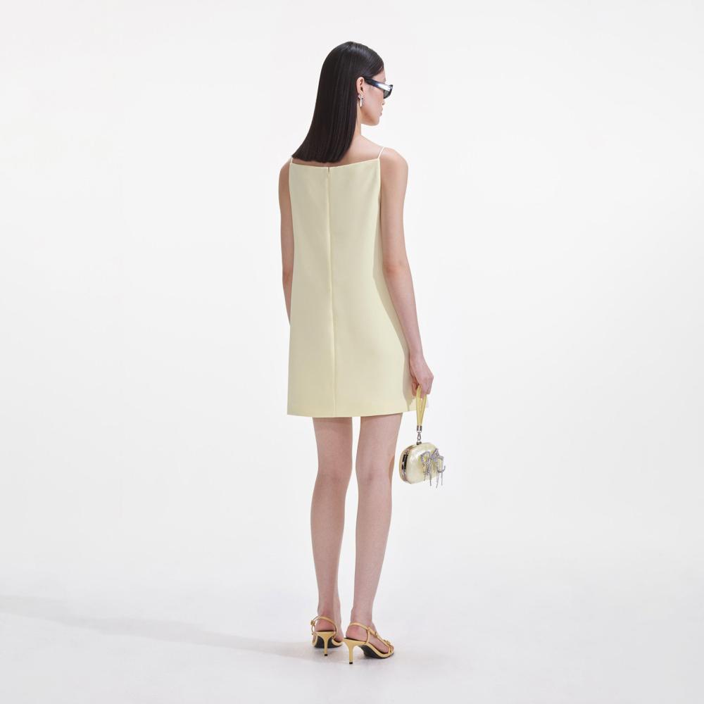 SELF PORTRAIT SS25 VIP PRICE Yellow Crepe Flower Mini Dress