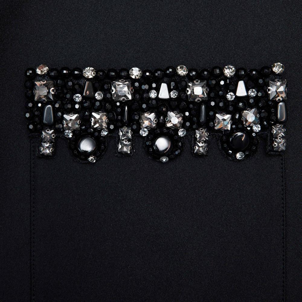 SP VIP PRICE Black Taffeta Embellished Trim Mini Dress