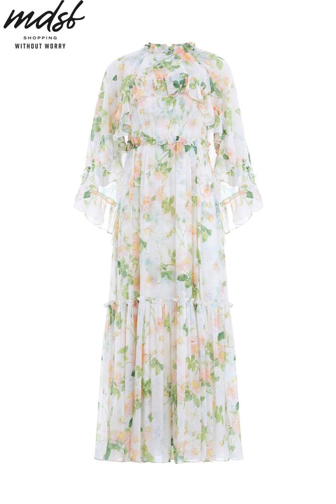 Needle & Thread PO and SALE Immortal Rose Harper Chiffon Cape Ankle Gown - multi