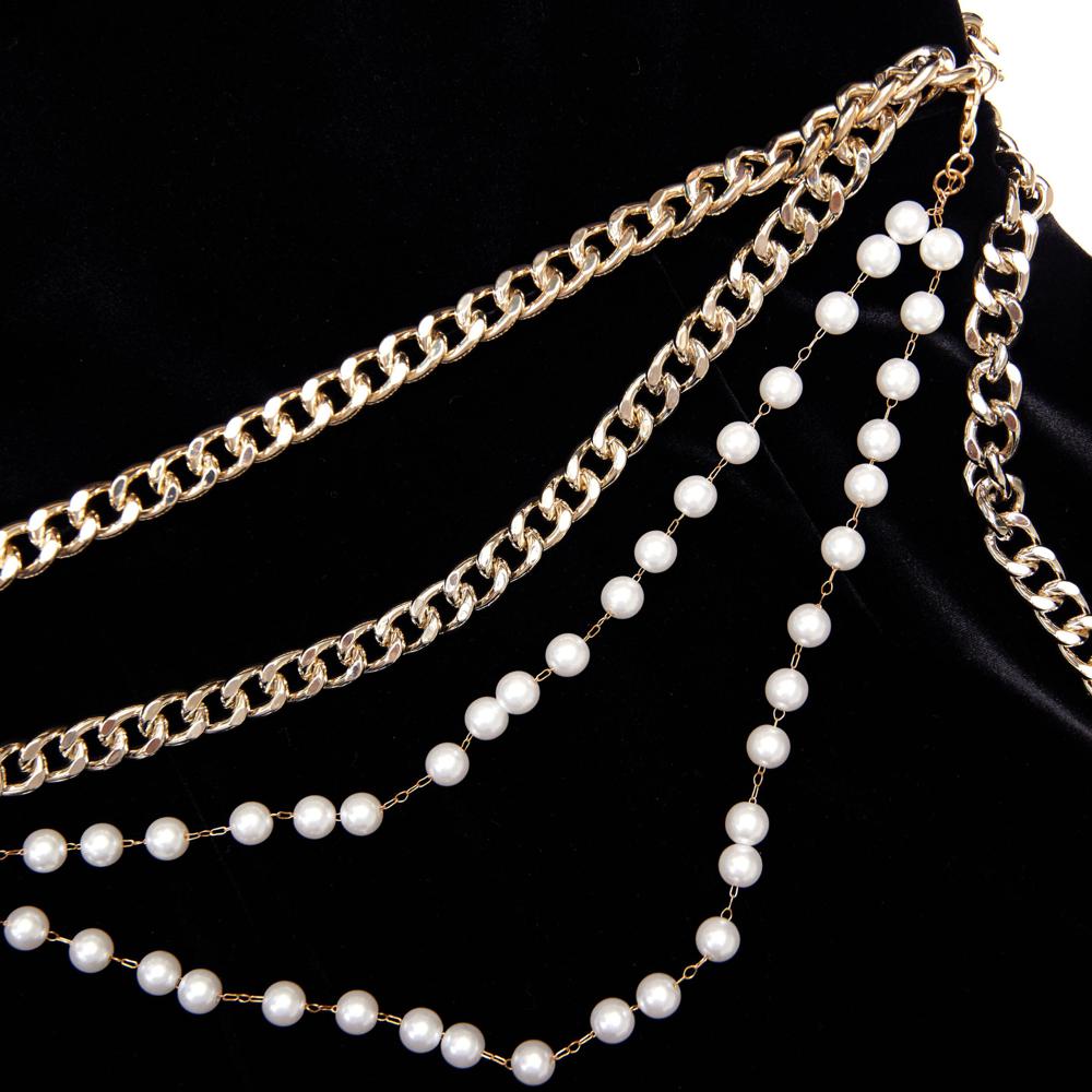 SP VIP PRICE Black Velvet Chain Belt Maxi Dress