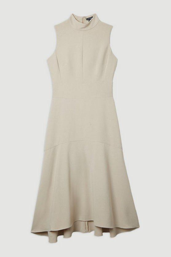 Karen Millen UK SALE Tall Compact Stretch Essential High Low Midi Dress