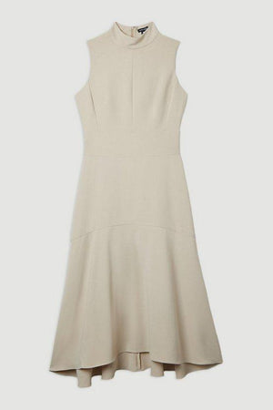 Karen Millen UK SALE Tall Compact Stretch Essential High Low Midi Dress