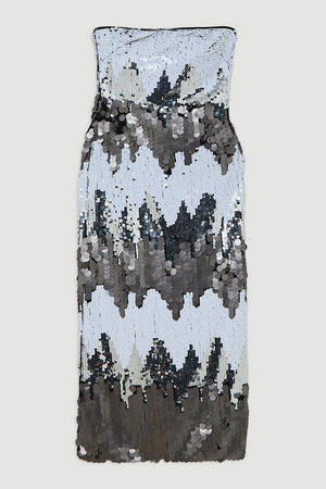 Karen Millen UK SALE Disc Sequin Strappy Woven Midi Dress