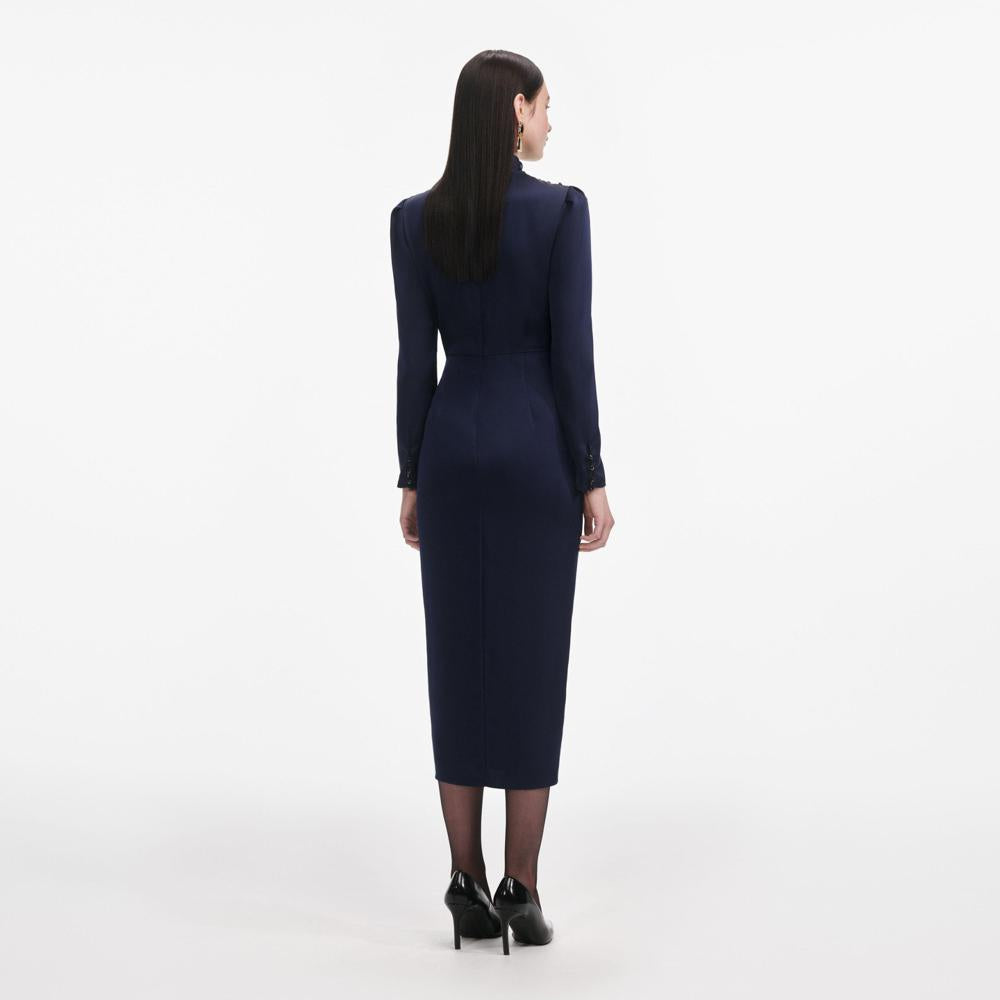 SP VIP PRICE Navy Satin Midi Dress