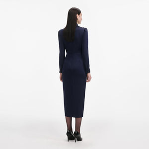 SP VIP PRICE Navy Satin Midi Dress