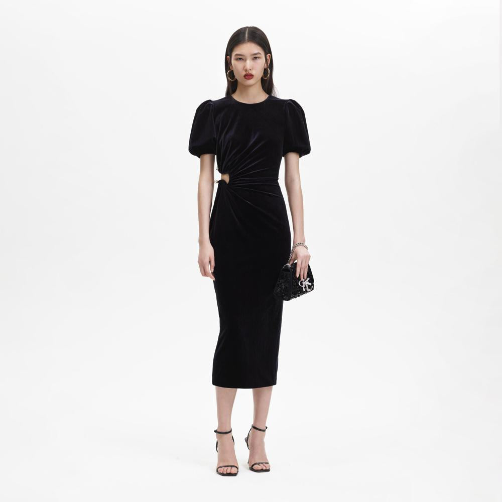 SELF PORTRAIT BLACK FRIDAY SALE Black Velvet Cut Out Midi Dress