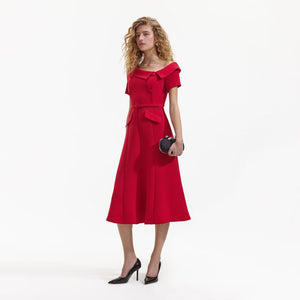 SELF PORTRAIT BLACK FRIDAY SALE Red Tailored Crepe Midi Dress