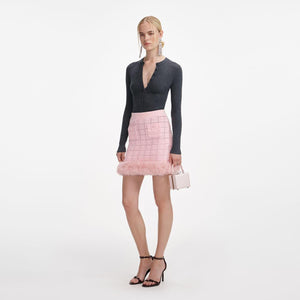 SP VIP PRICE Pink Fur Hem Knit Skirt