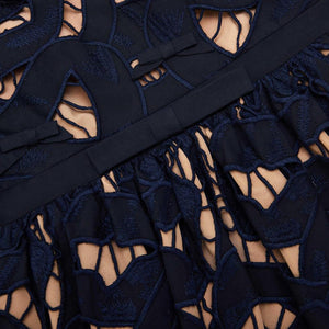 SP VIP PRICE Navy Bow Embroidered Mini Dress