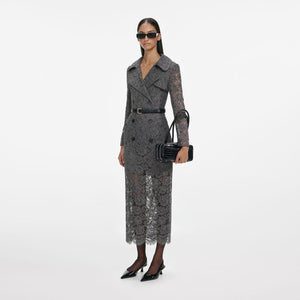 SP VIP PRICE Grey Floral Lace Midi Dress