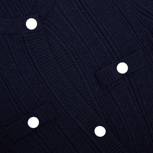 SELF PORTRAIT VIP SS25 SALE Navy Asymmetric Knit Top